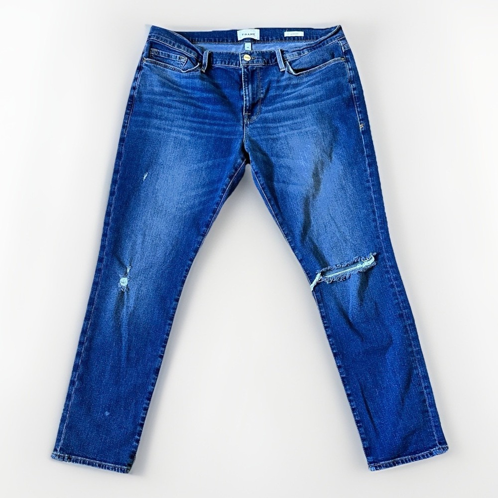 Frame Le Garçon Boyfriend Fit Crop Jeans Womens 32x27 Mid Rise Medium Wash Denim